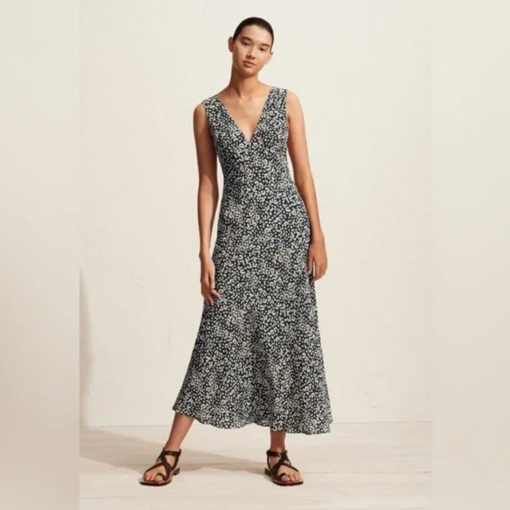 Matteau Plunge Slip Dress - Midnight Daisy